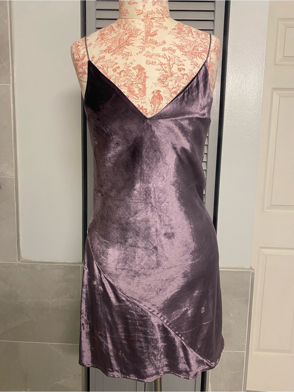 Fleur du Mal Velvet Slip Dress Silk Blend Sz S Purple Mini Romantic Festival
